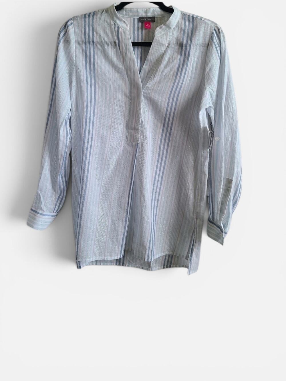 Vince Camuto NWT Blue And White Striped Lightweight Blouse